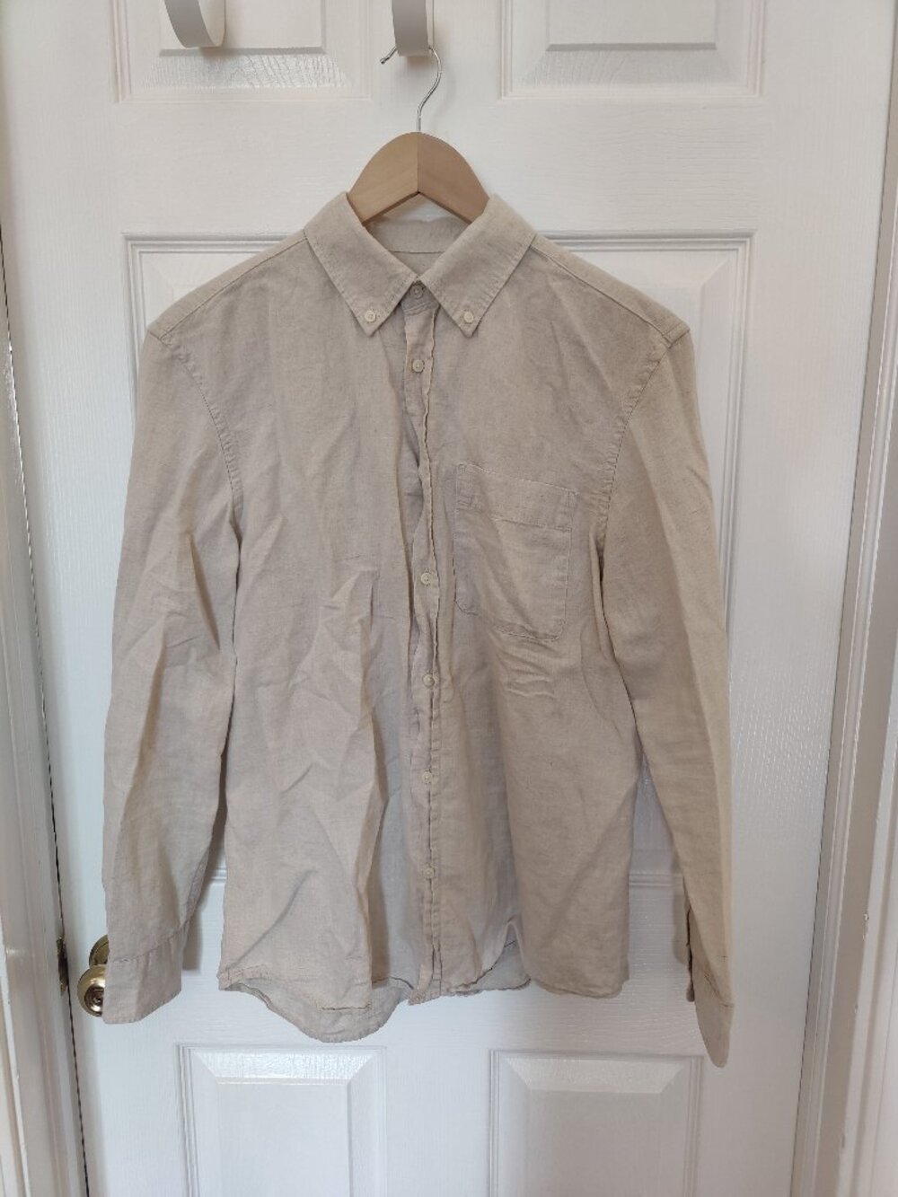 ZARA - Tan Linen Blend Button Down - Small